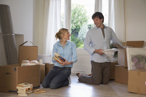 Commercial moving team assisting a Brompton office relocation